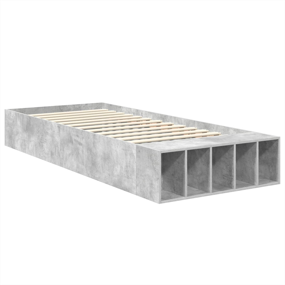 Bed Frame with Shelf Concrete Grey 70 x 190 cm Engineered Wood
