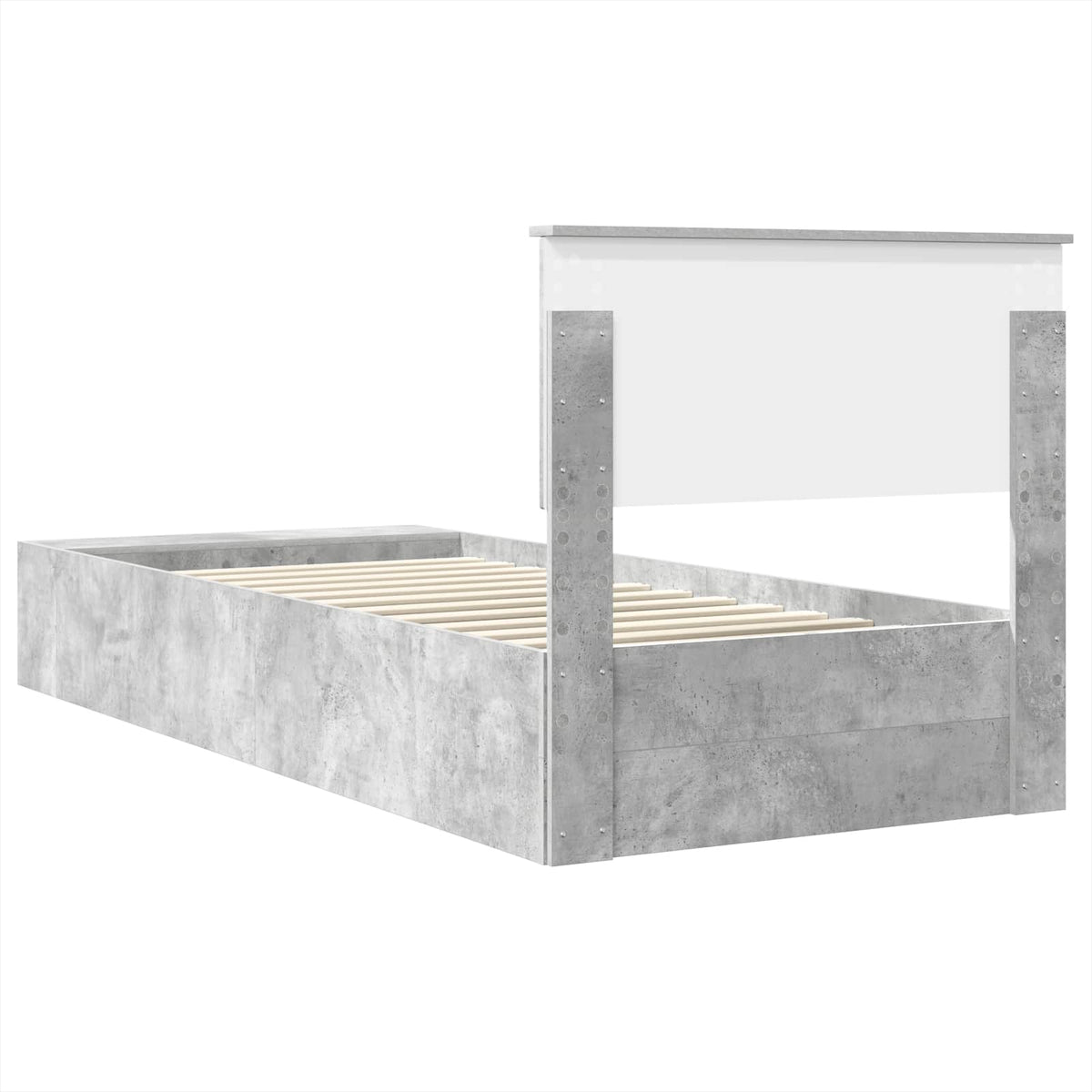 Bed Frame with Shelf Concrete Grey 70 x 190 cm Engineered Wood