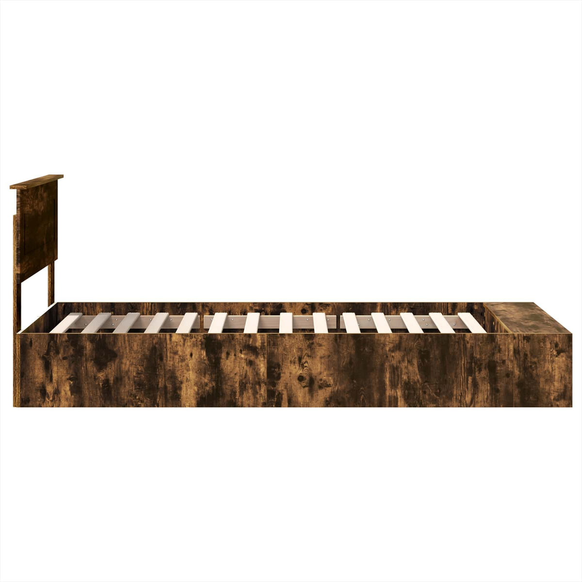 Bed Frame with Shelf Smoked Oak 75 x 190 cm Engineered Wood