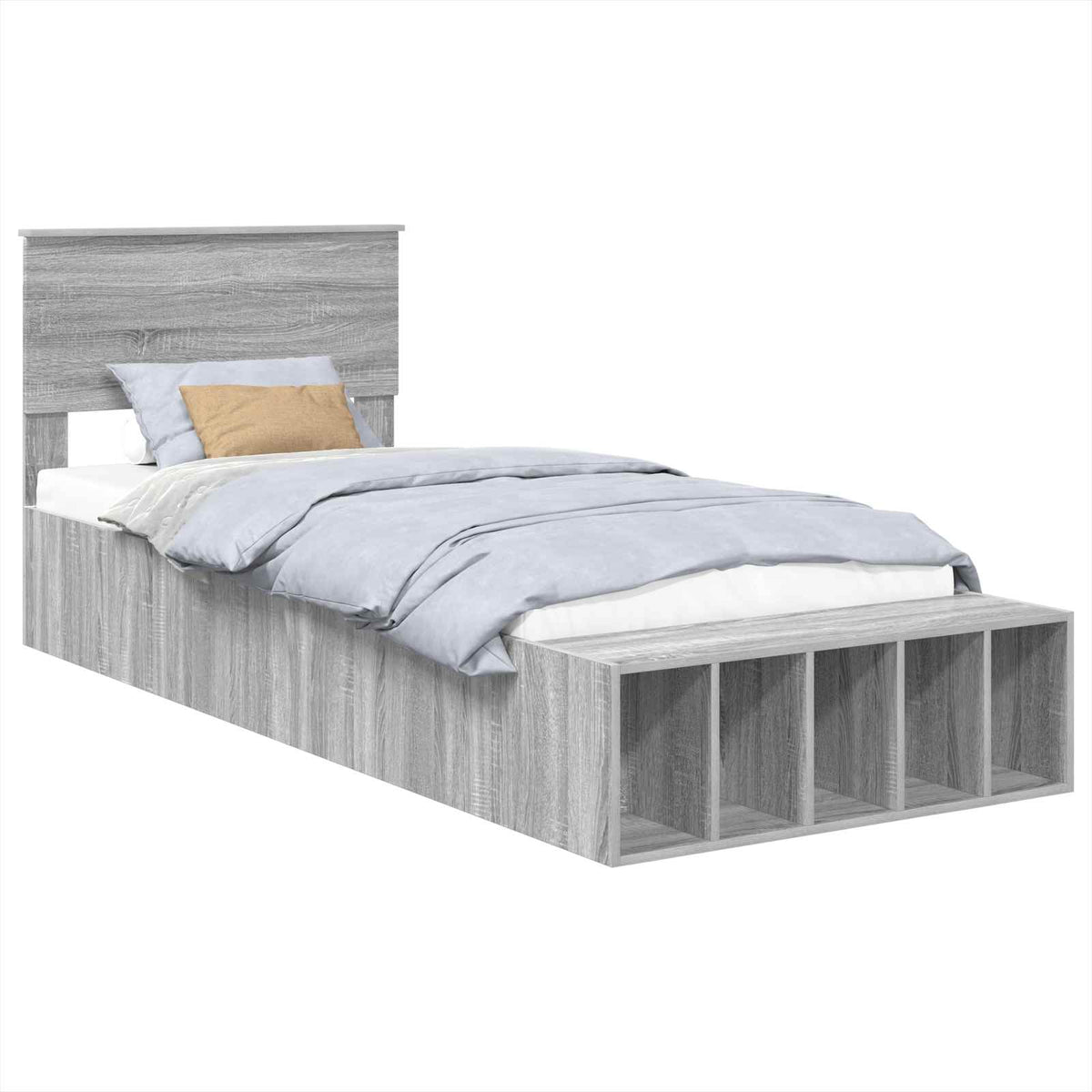 Bed Frame with Shelf Grey Sonoma 75 x 190 cm Engineered Wood