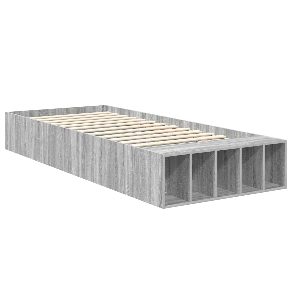 Bed Frame with Shelf Grey Sonoma 75 x 190 cm Engineered Wood