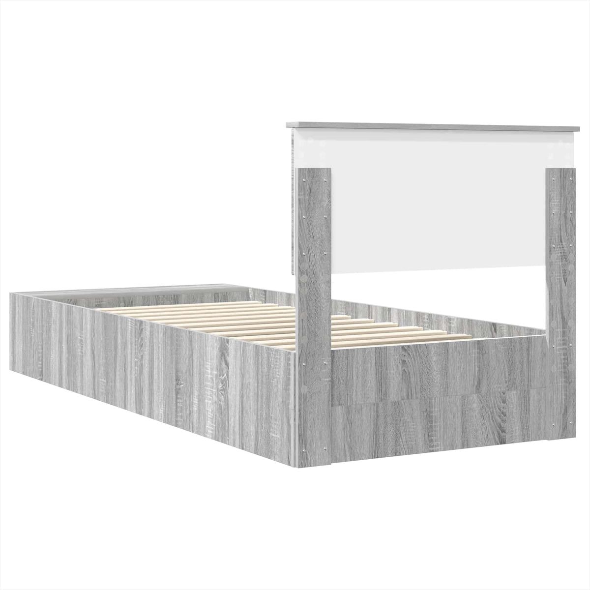 Bed Frame with Shelf Grey Sonoma 75 x 190 cm Engineered Wood