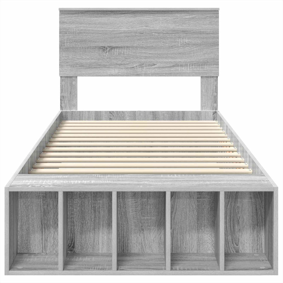 Bed Frame with Shelf Grey Sonoma 75 x 190 cm Engineered Wood