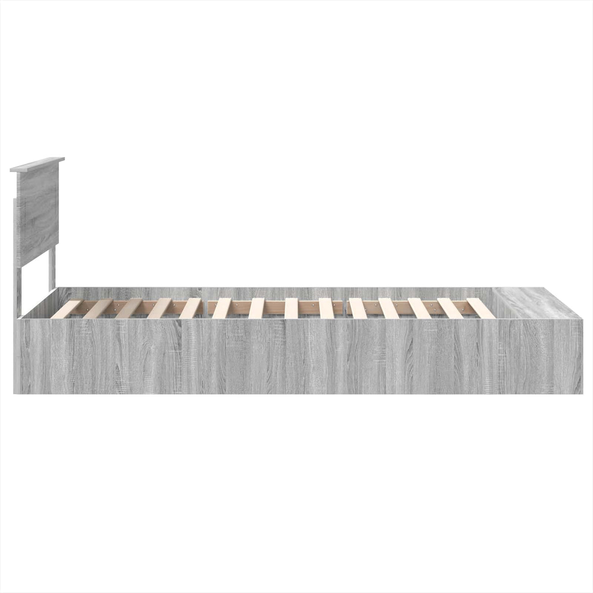 Bed Frame with Shelf Grey Sonoma 75 x 190 cm Engineered Wood