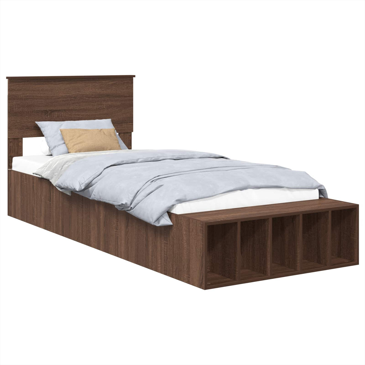 Bed Frame with Shelf Brown Oak 75 x 190 cm Engineered Wood
