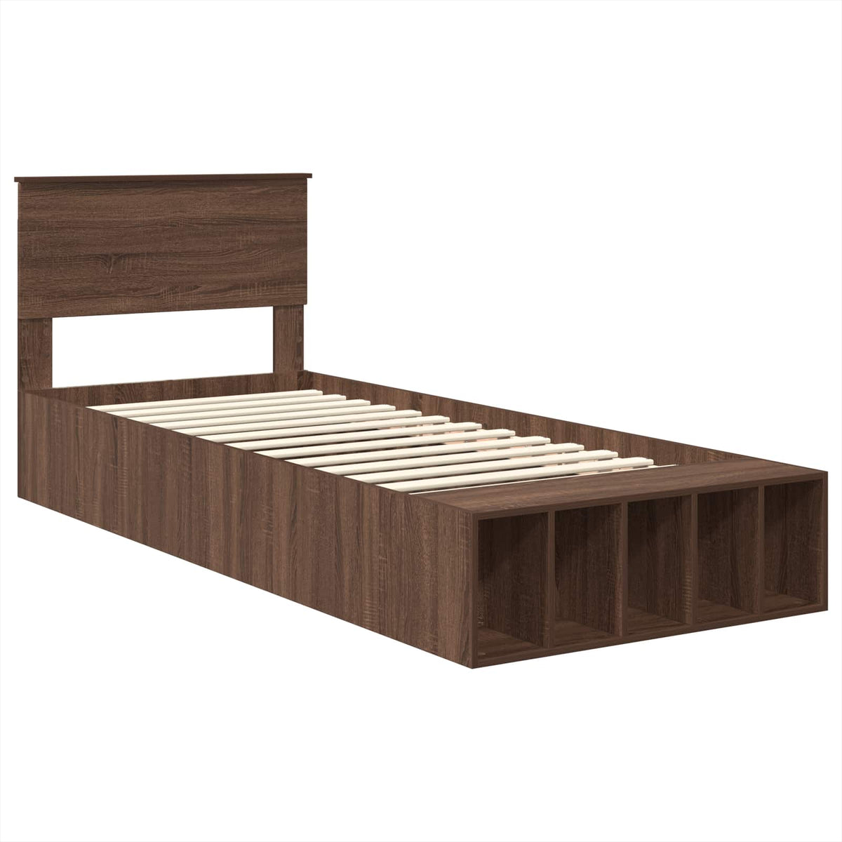 Bed Frame with Shelf Brown Oak 75 x 190 cm Engineered Wood