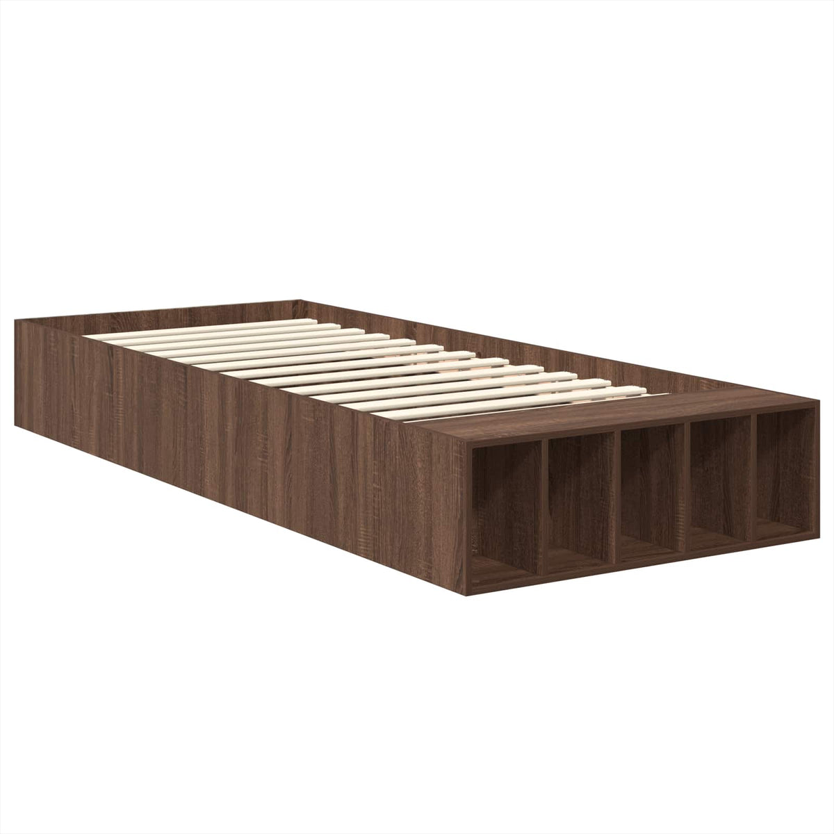 Bed Frame with Shelf Brown Oak 75 x 190 cm Engineered Wood