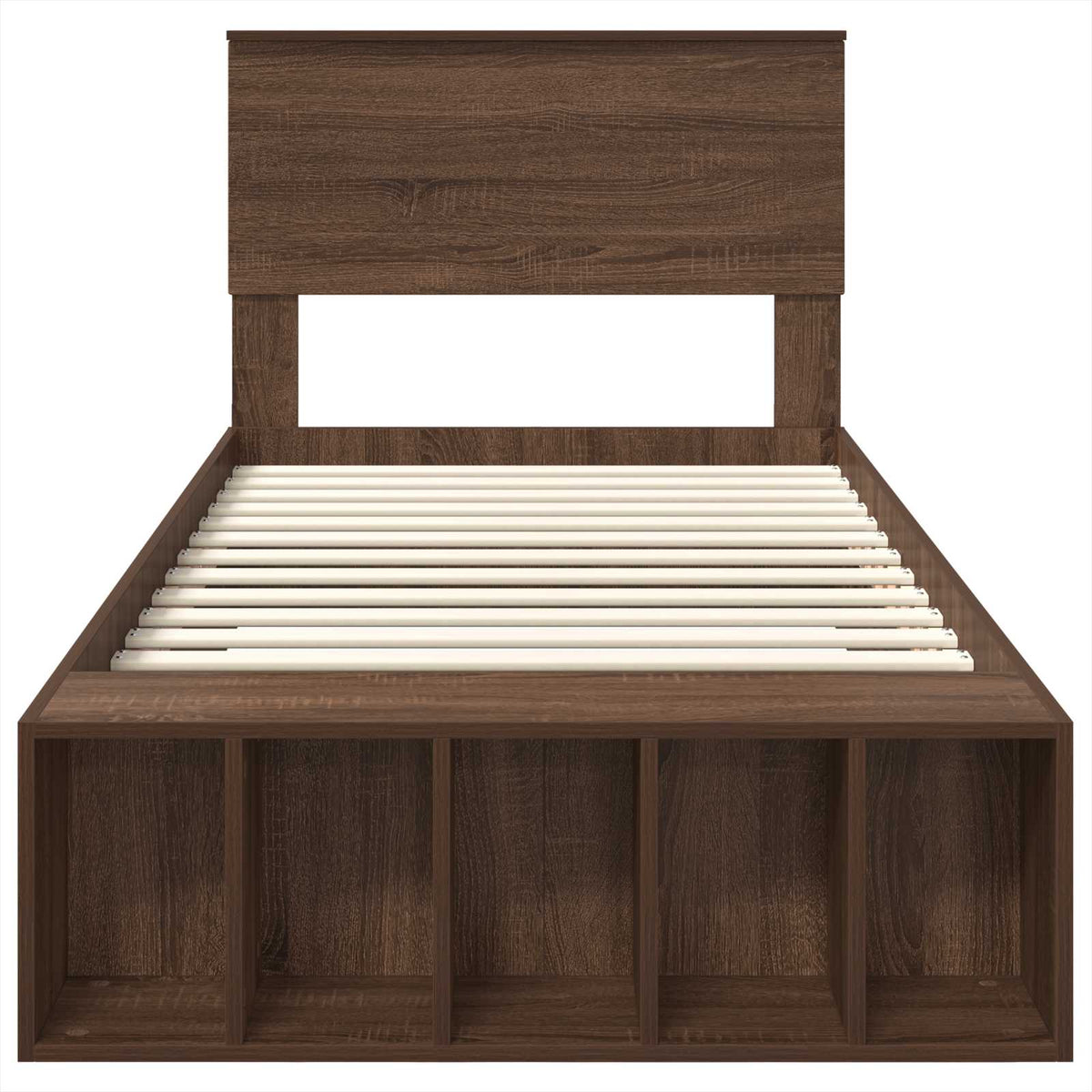 Bed Frame with Shelf Brown Oak 75 x 190 cm Engineered Wood