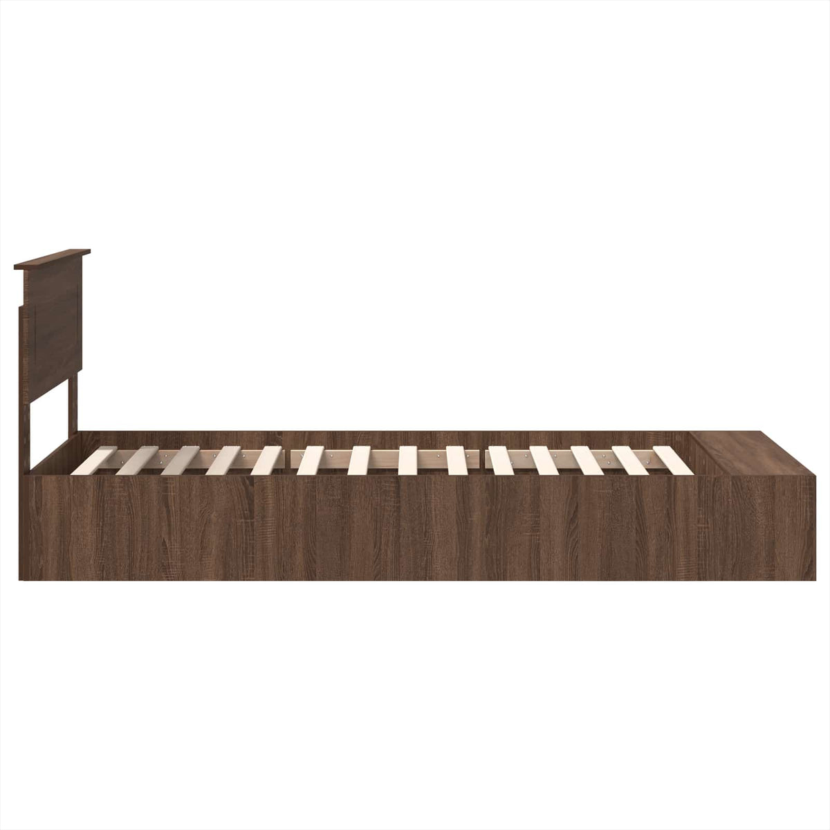 Bed Frame with Shelf Brown Oak 75 x 190 cm Engineered Wood