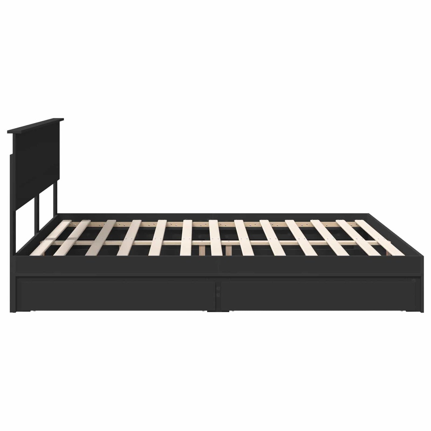 Storage Bed with Headboard Black 200 x 200 cm Engineered Wood