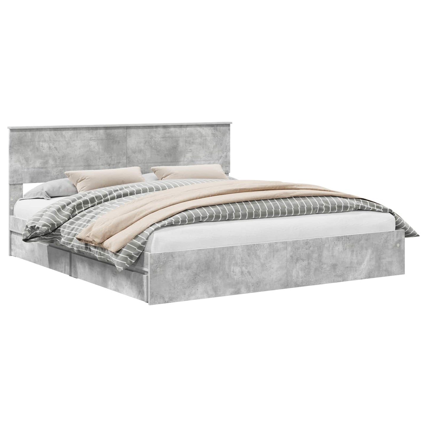 Storage Bed Concrete Grey 200 x 200 cm Engineered Wood