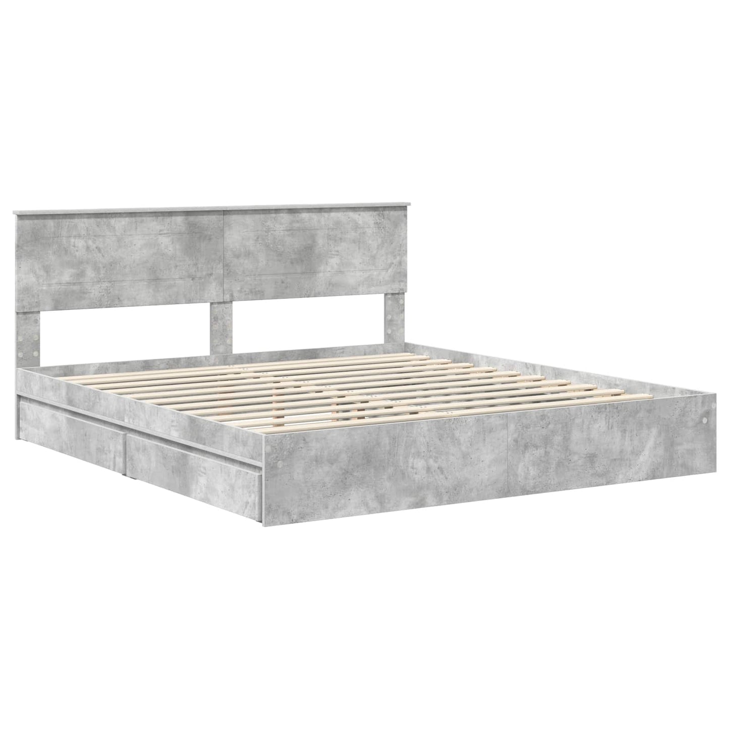Storage Bed Concrete Grey 200 x 200 cm Engineered Wood