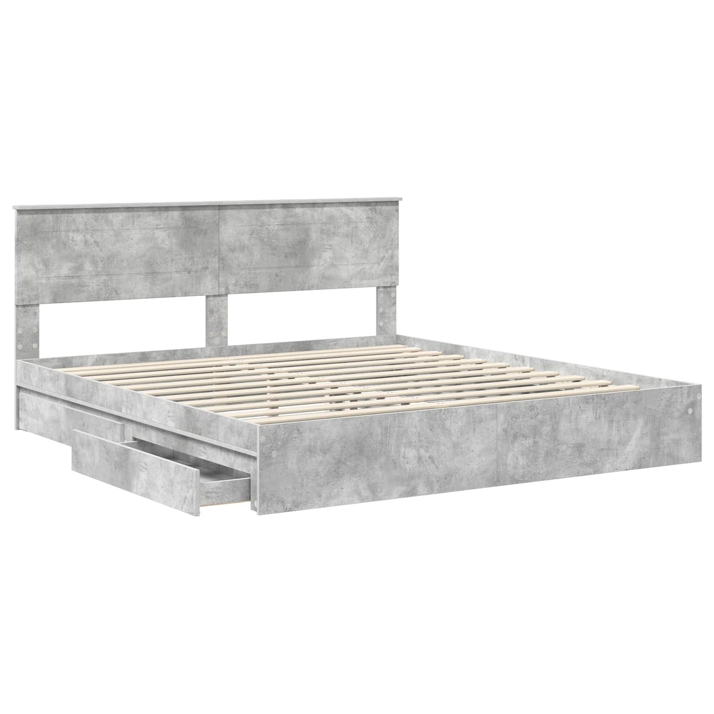Storage Bed Concrete Grey 200 x 200 cm Engineered Wood