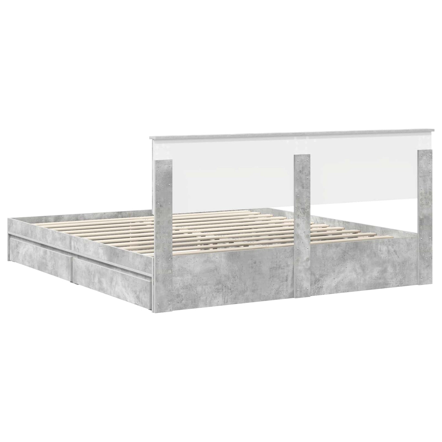 Storage Bed Concrete Grey 200 x 200 cm Engineered Wood