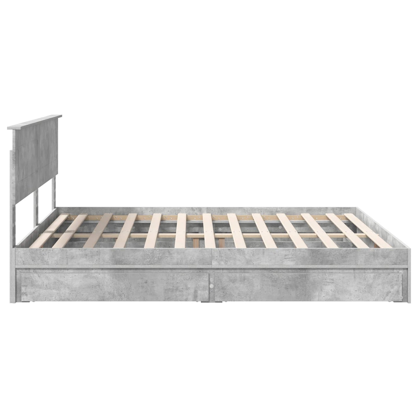 Storage Bed Concrete Grey 200 x 200 cm Engineered Wood