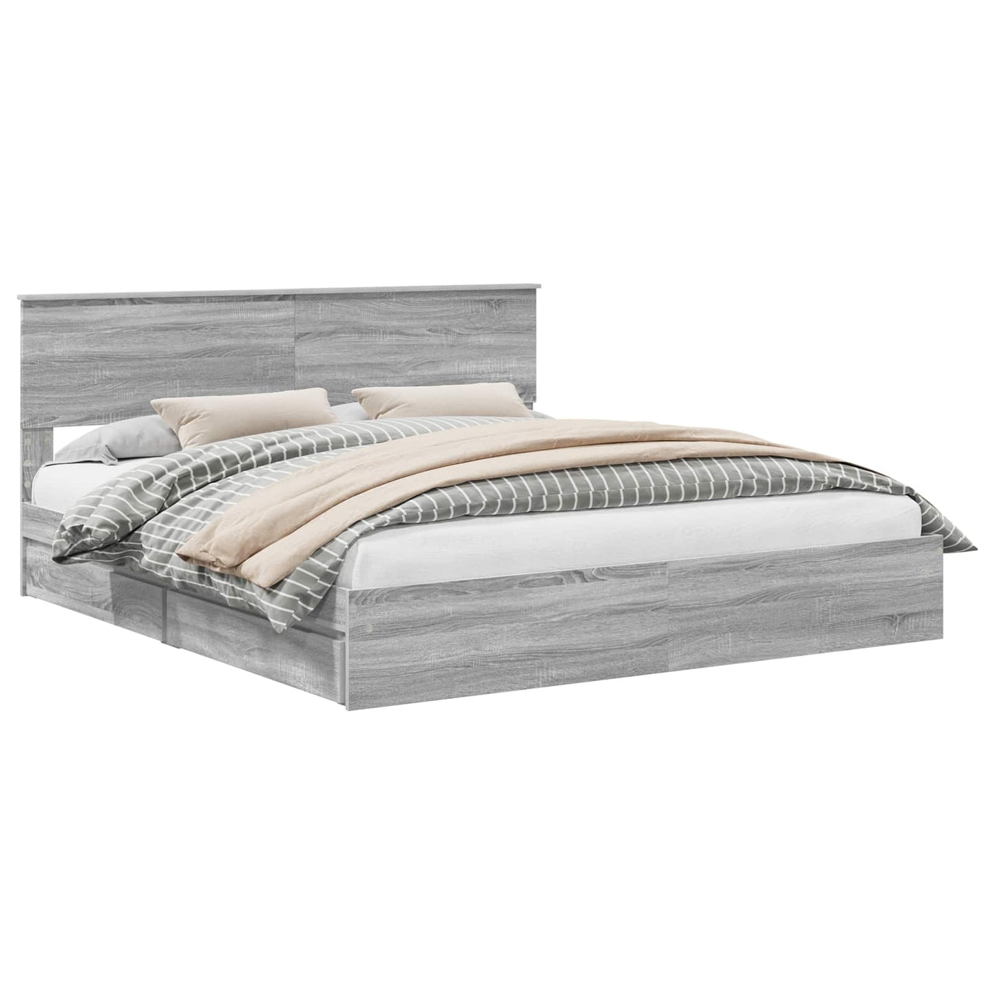 Storage Bed Grey Sonoma 180 x 200 cm Engineered Wood