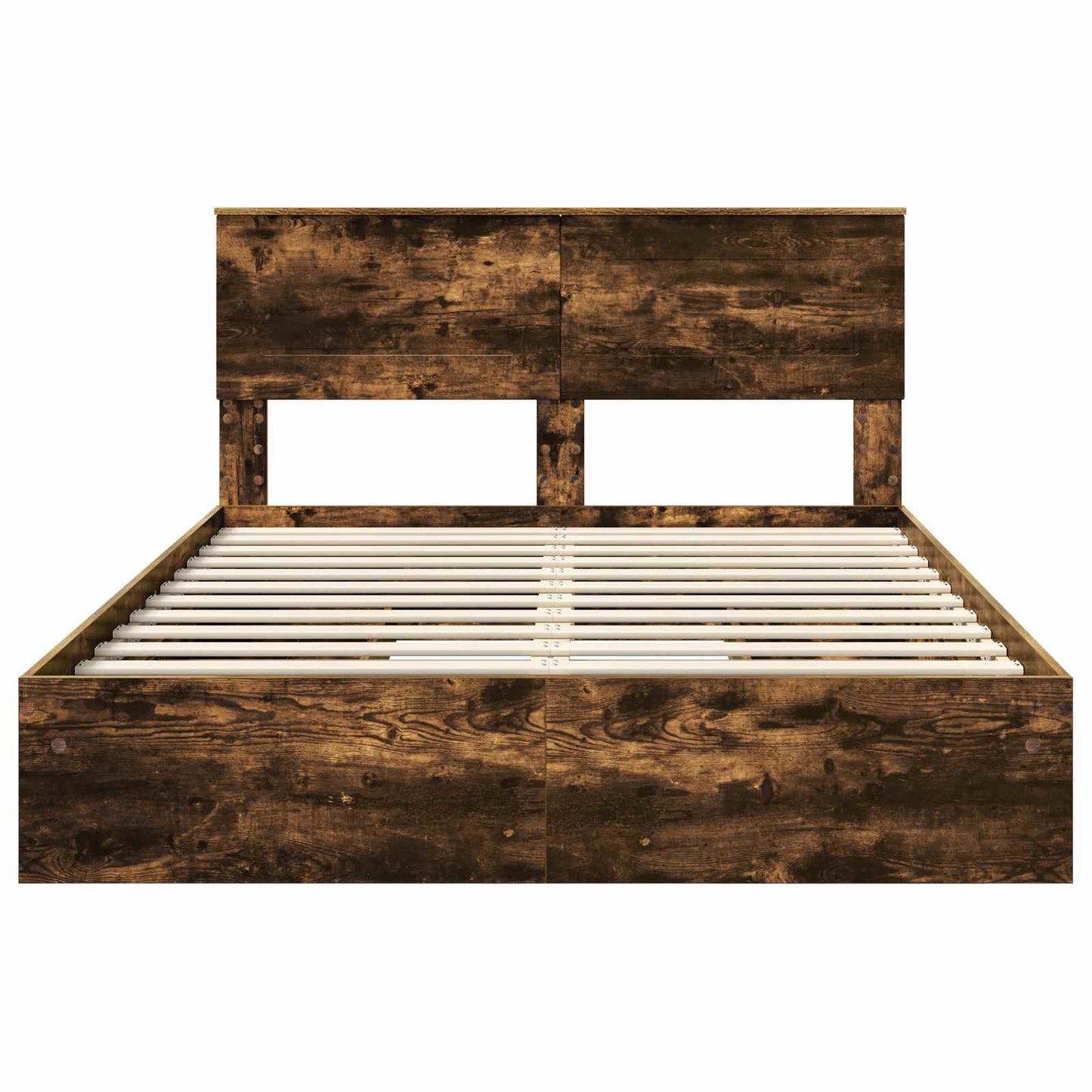 Storage Bed with Drawer Smoked Oak 160 x 200 cm Engineered Wood