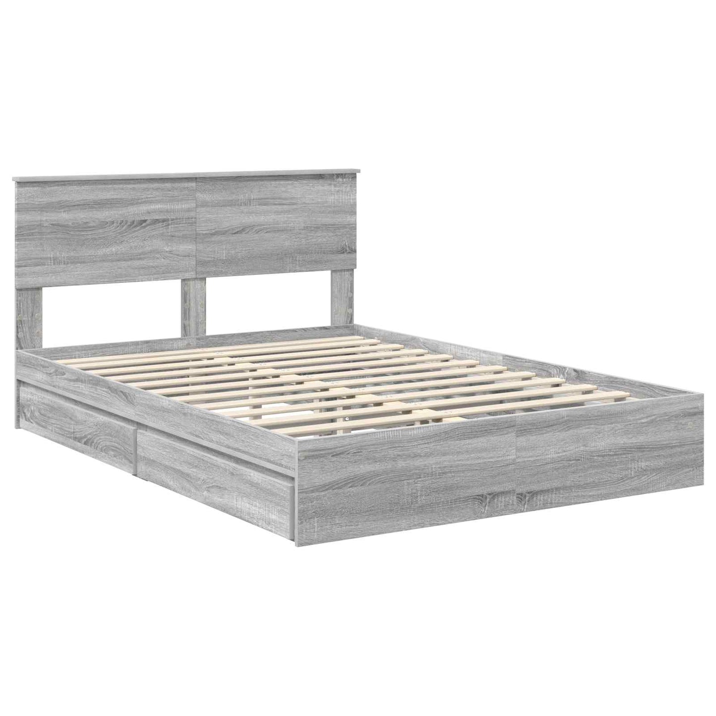 Storage Bed Grey Sonoma 160 x 200 cm Engineered Wood