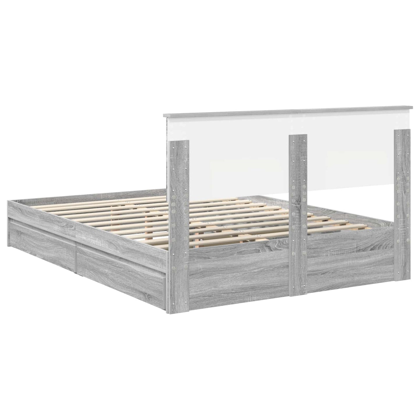 Storage Bed Grey Sonoma 150 x 200 cm Engineered Wood