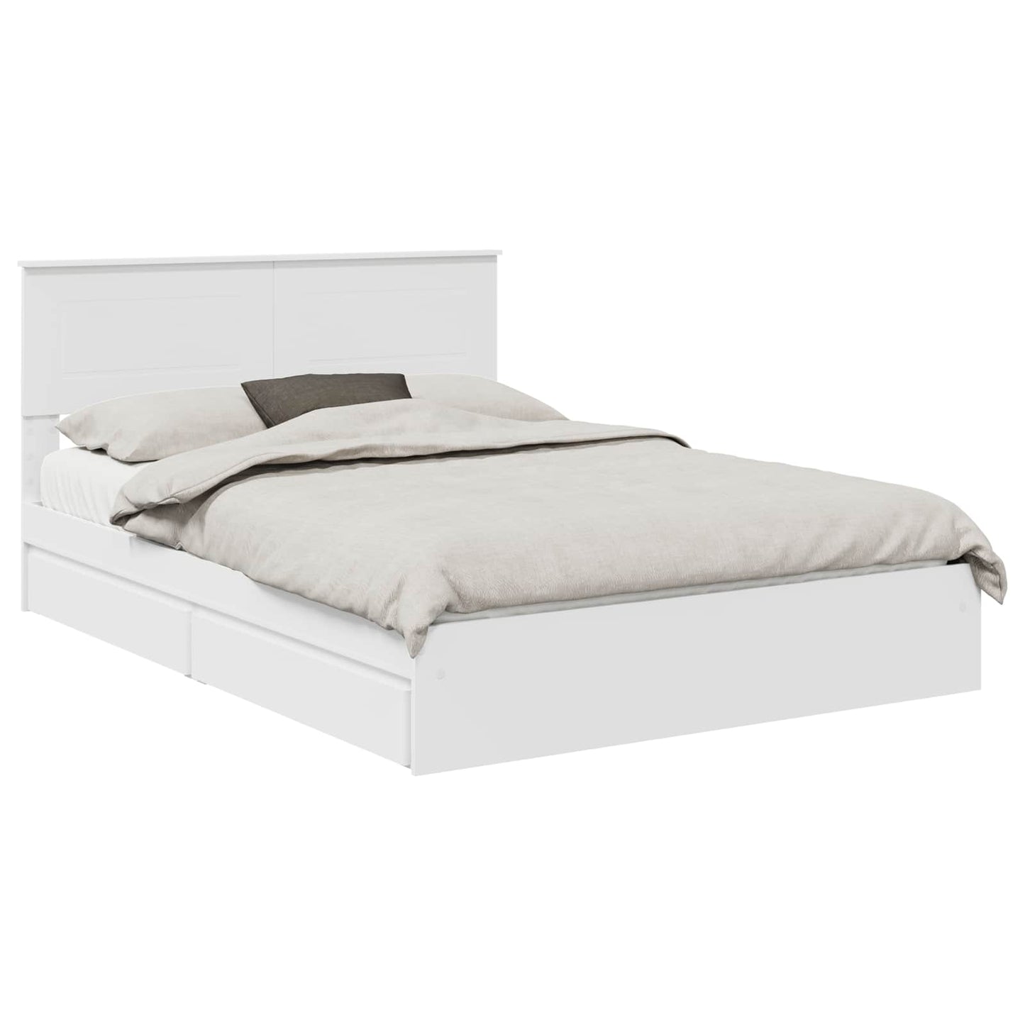 Storage Bed with Headboard White 140 x 190 cm Engineered Wood
