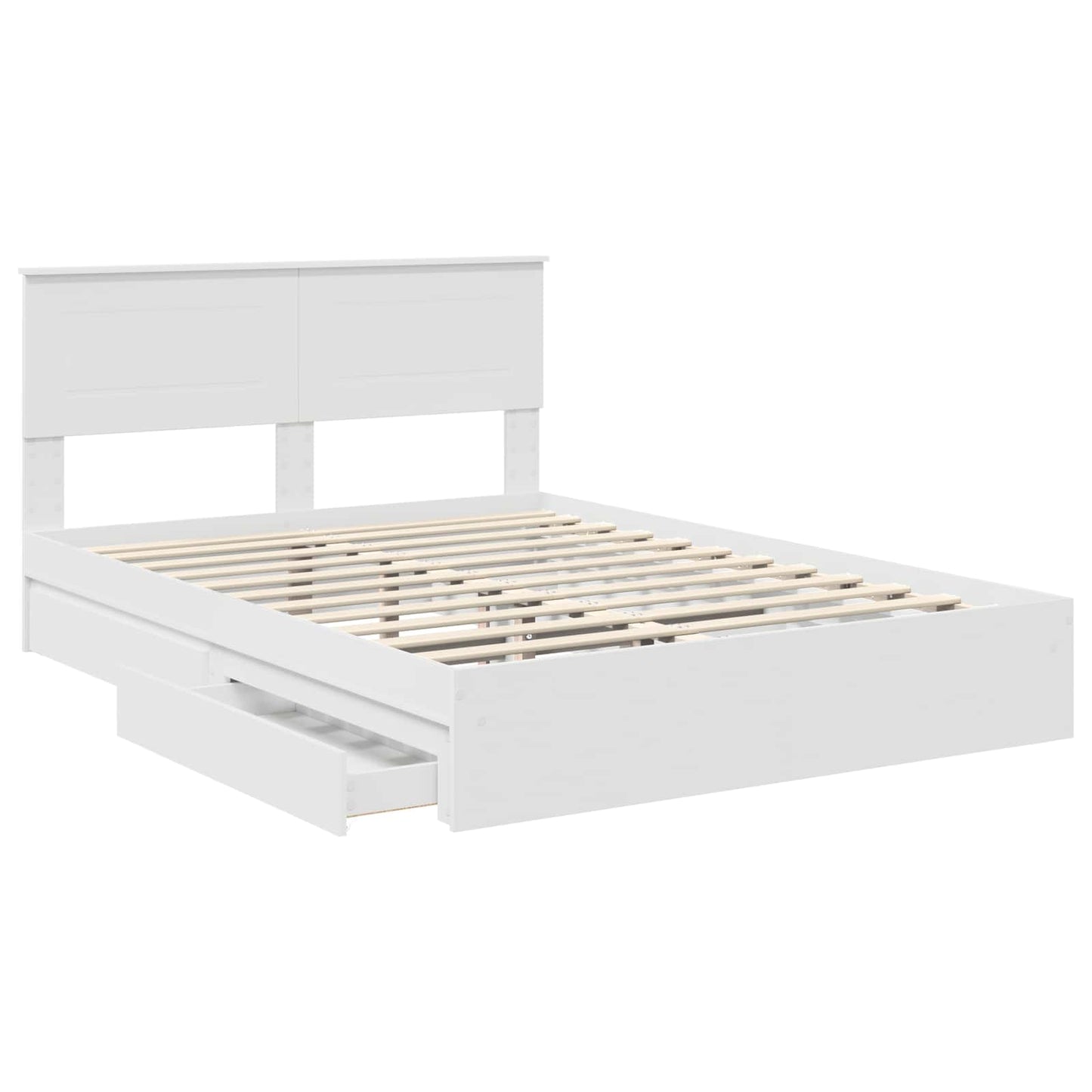 Storage Bed with Headboard White 140 x 190 cm Engineered Wood