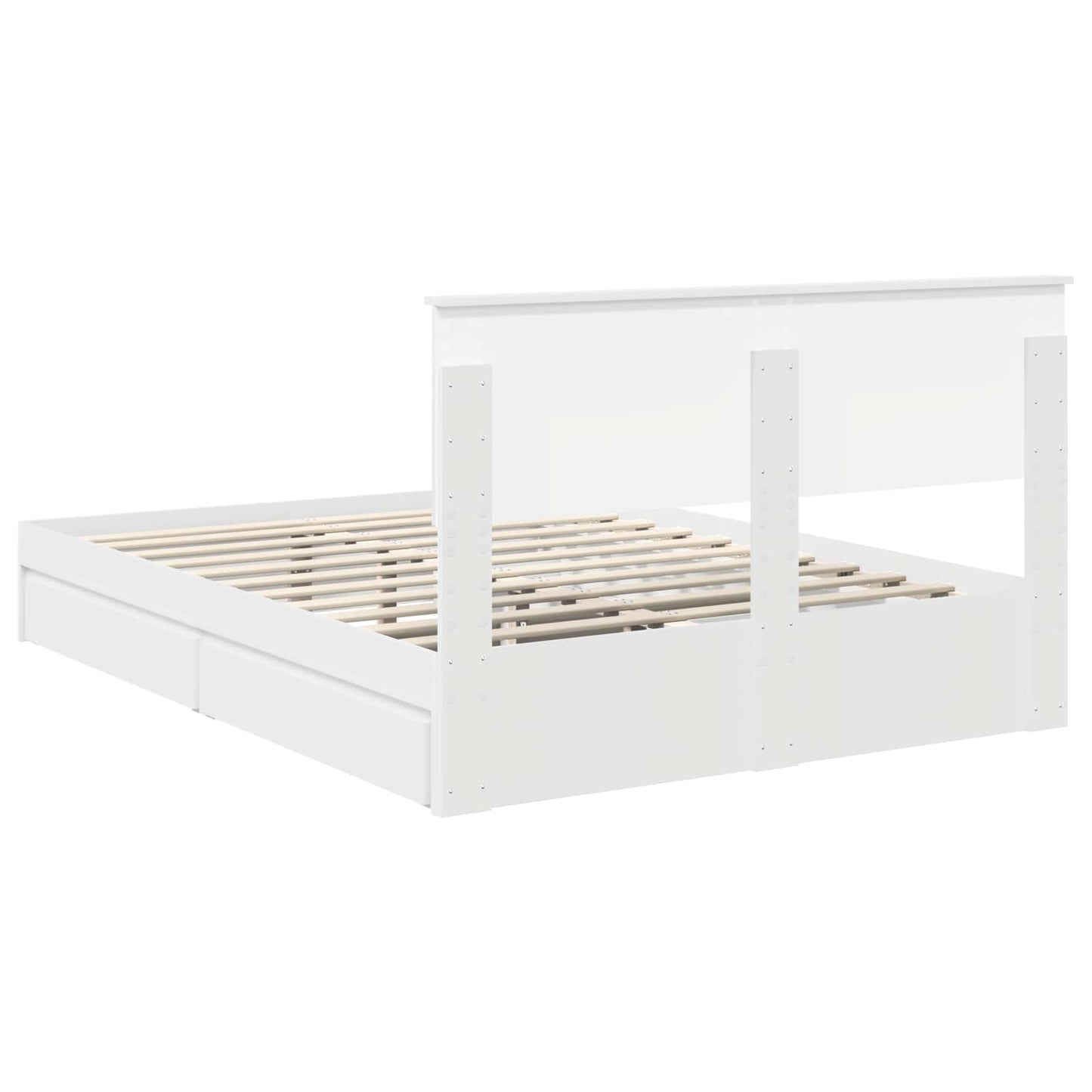 Storage Bed with Headboard White 140 x 190 cm Engineered Wood