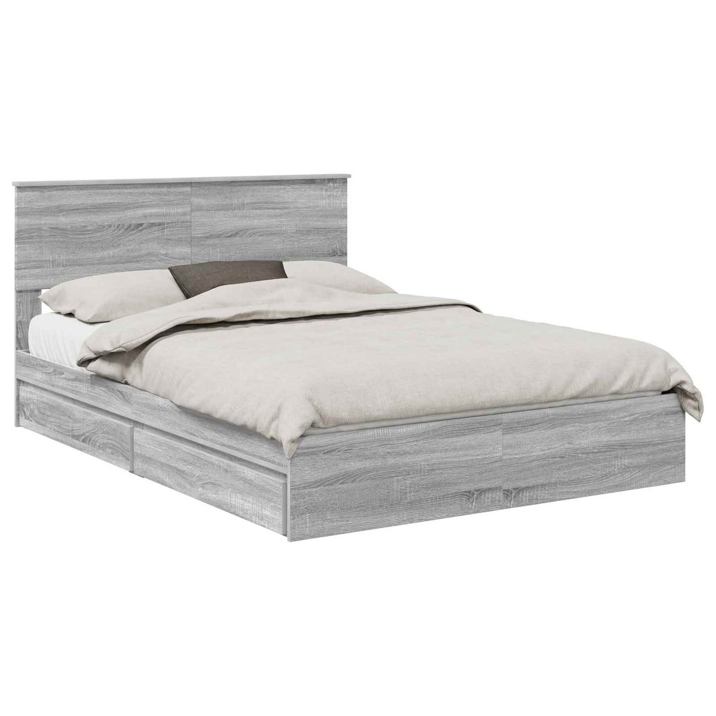 Storage Bed Grey Sonoma 140 x 200 cm Engineered Wood