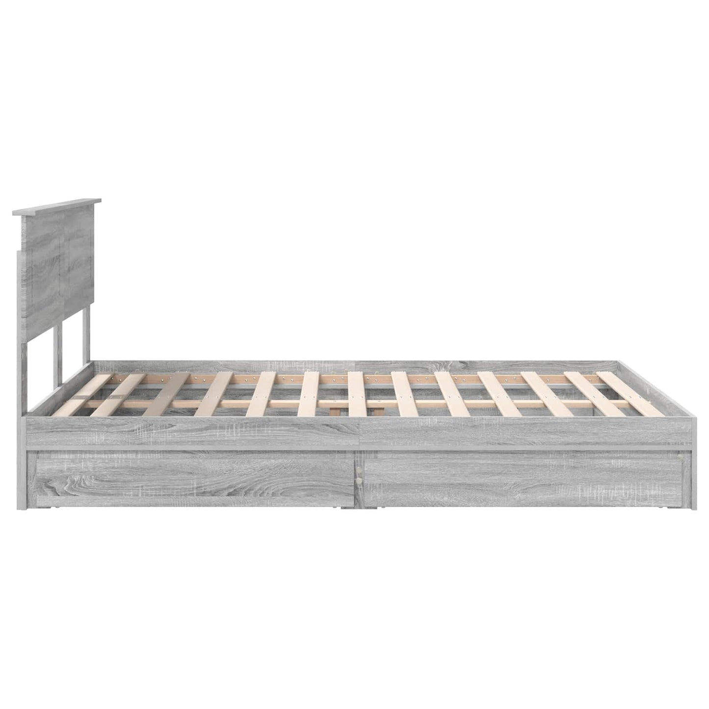 Storage Bed Grey Sonoma 140 x 200 cm Engineered Wood