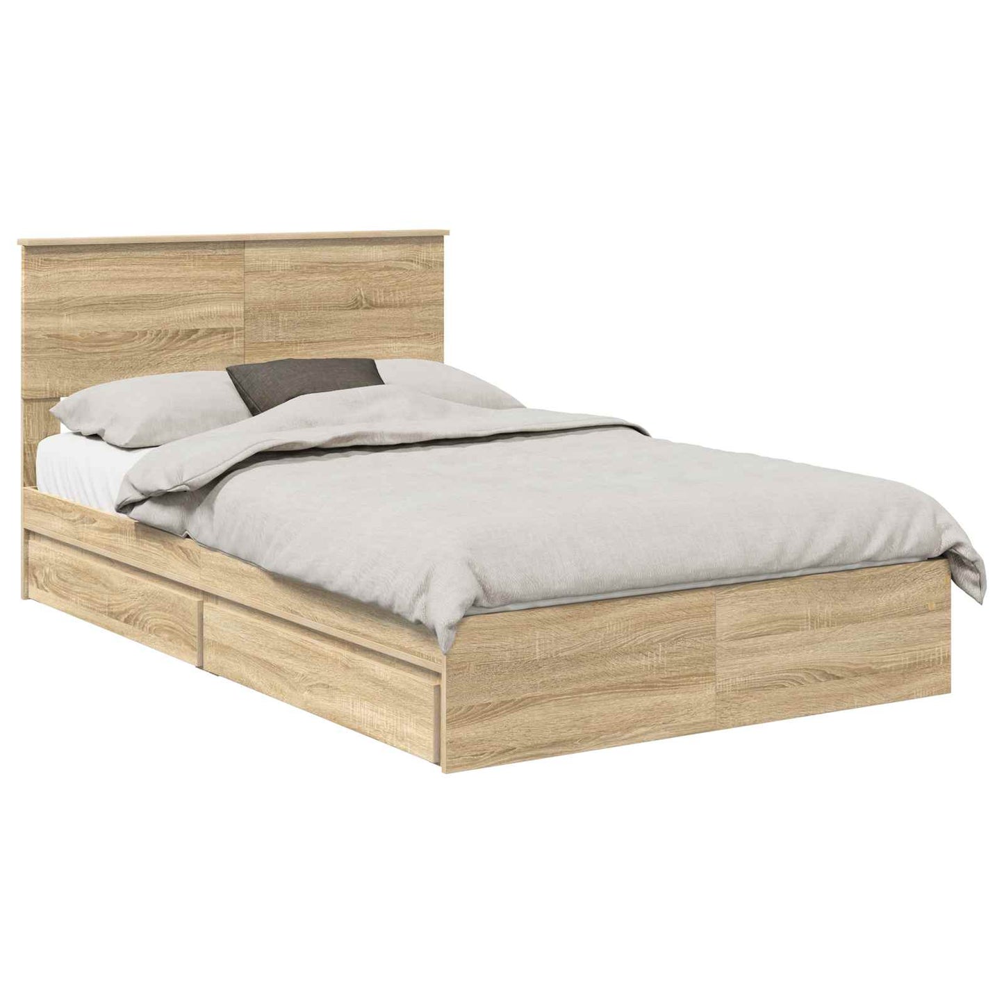 Storage Bed with Drawer Sonoma Oak 135 x 190 cm Engineered Wood