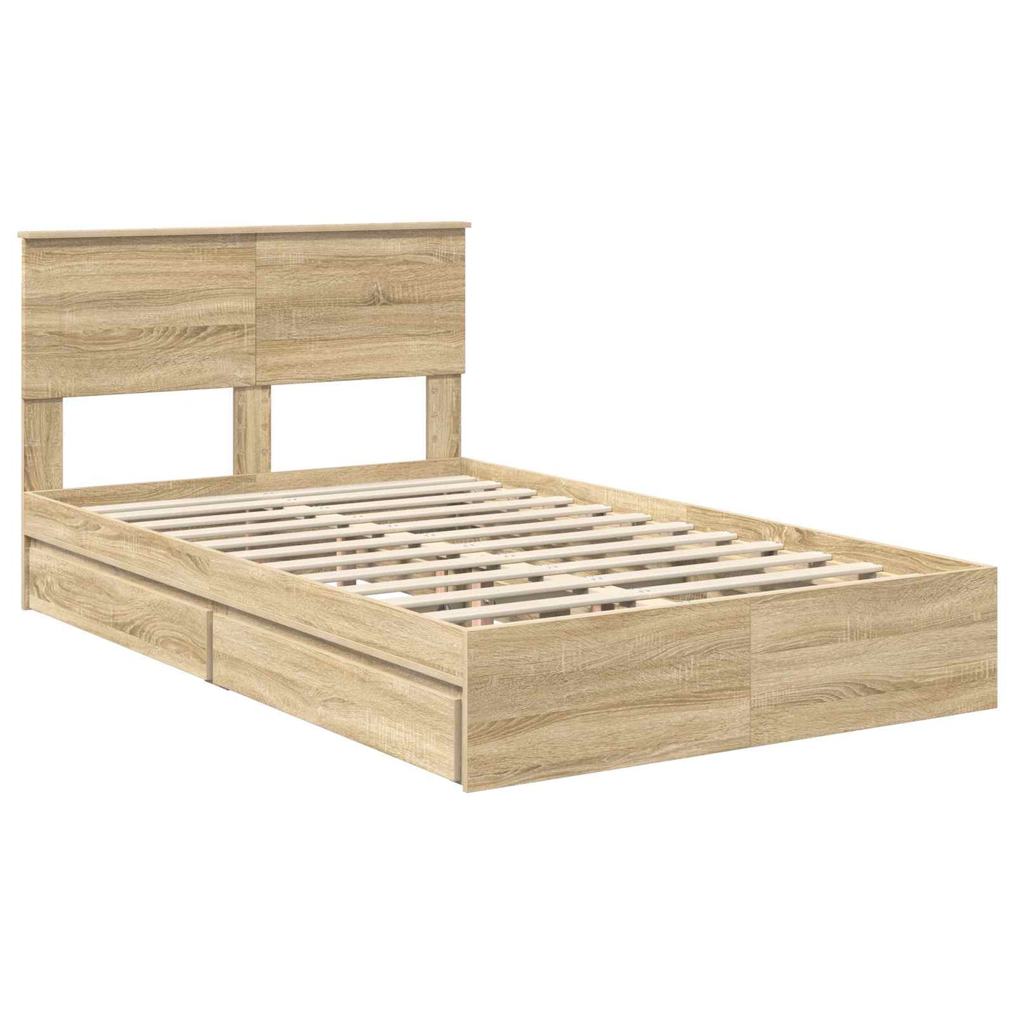 Storage Bed with Drawer Sonoma Oak 135 x 190 cm Engineered Wood