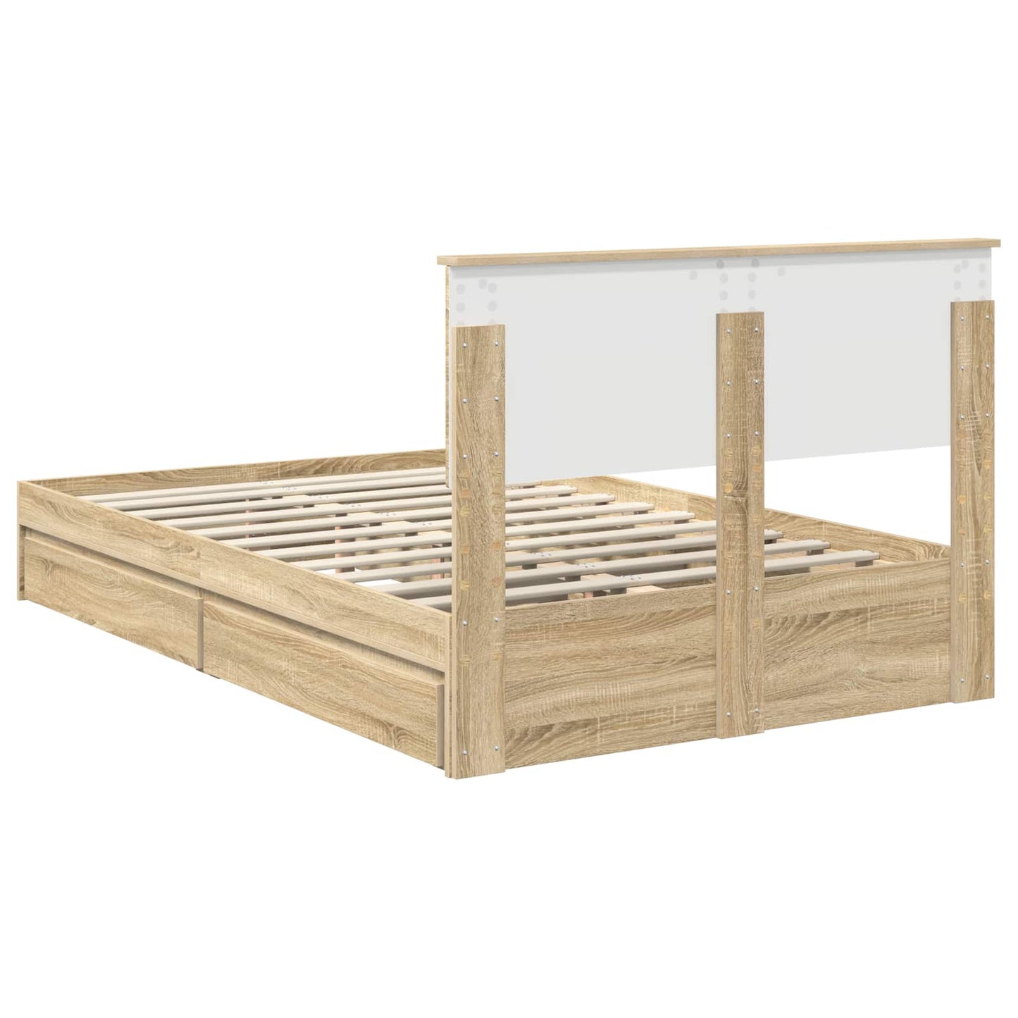Storage Bed with Drawer Sonoma Oak 135 x 190 cm Engineered Wood
