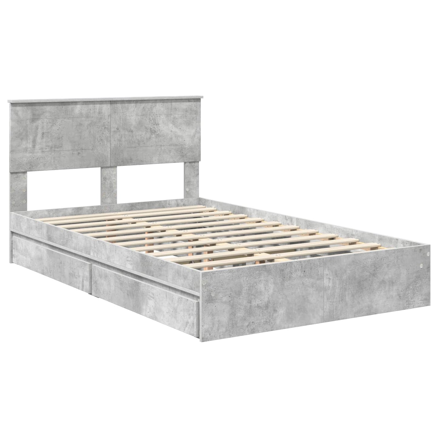Storage Bed Concrete Grey 135 x 190 cm Engineered Wood