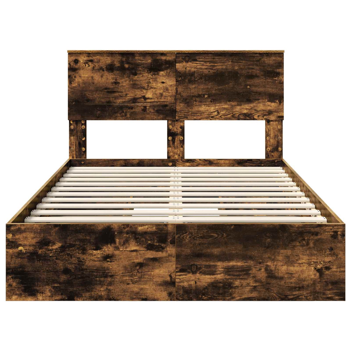 Storage Bed with Drawer Smoked Oak 135 x 190 cm Engineered Wood