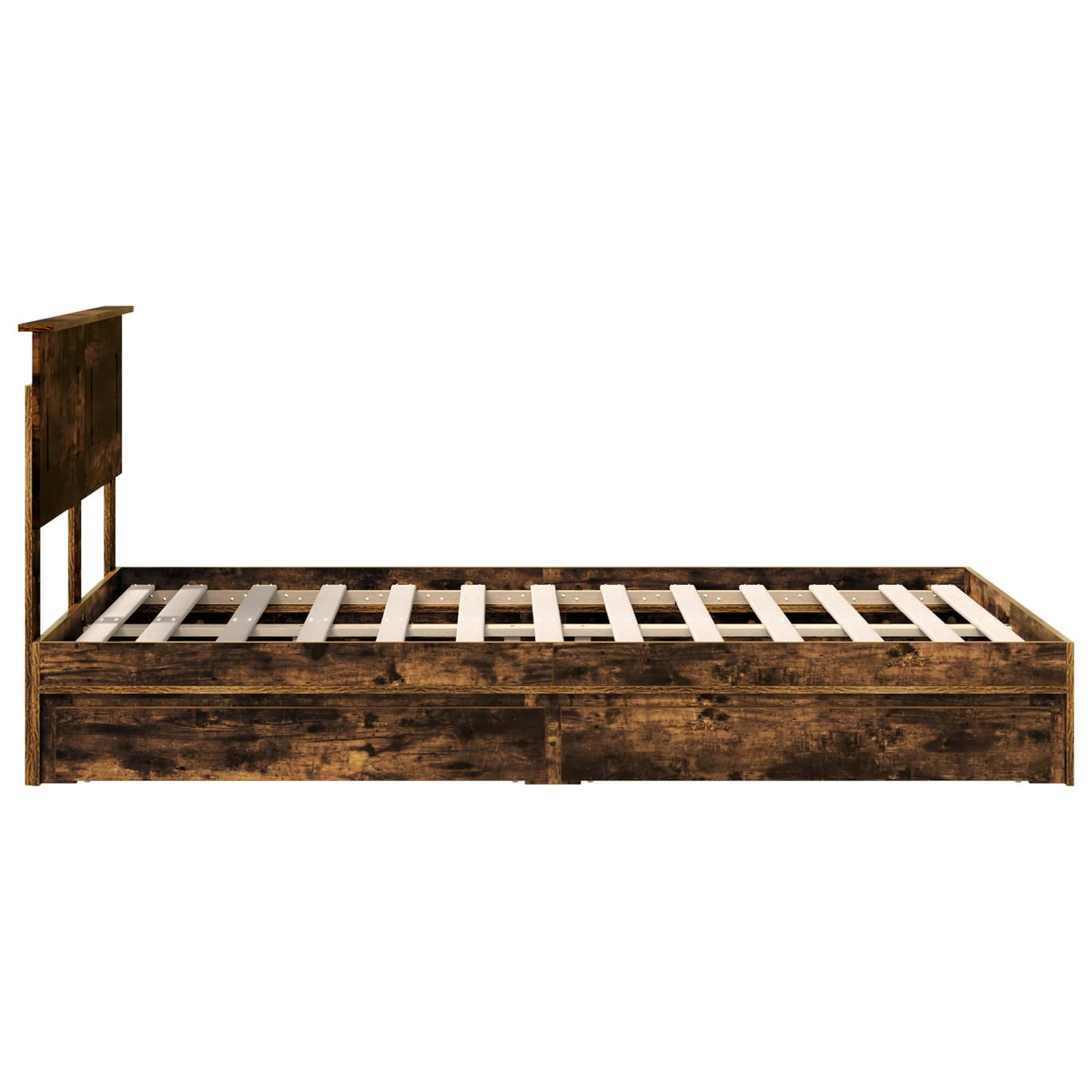Storage Bed with Drawer Smoked Oak 135 x 190 cm Engineered Wood