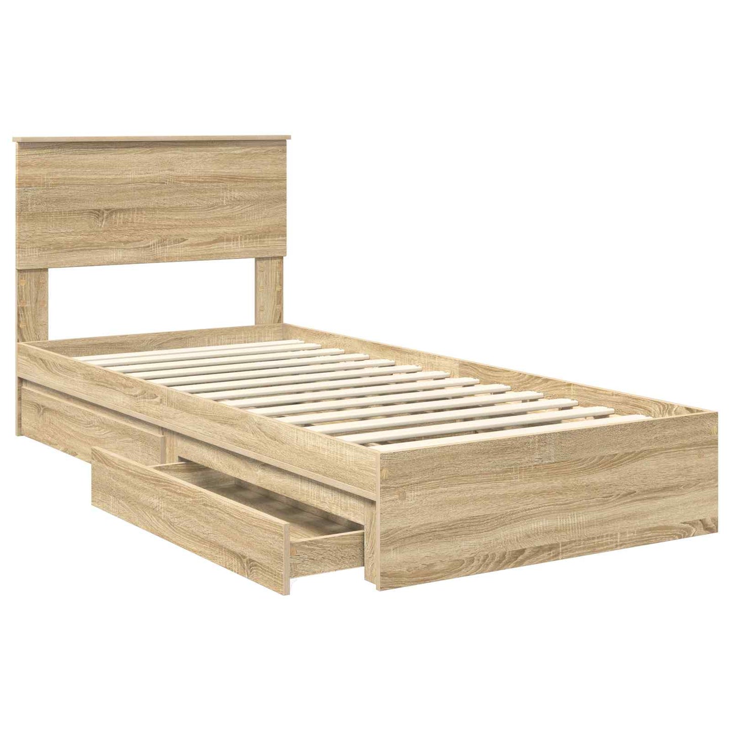Storage Bed with Drawer Sonoma Oak 100 x 200 cm Engineered Wood