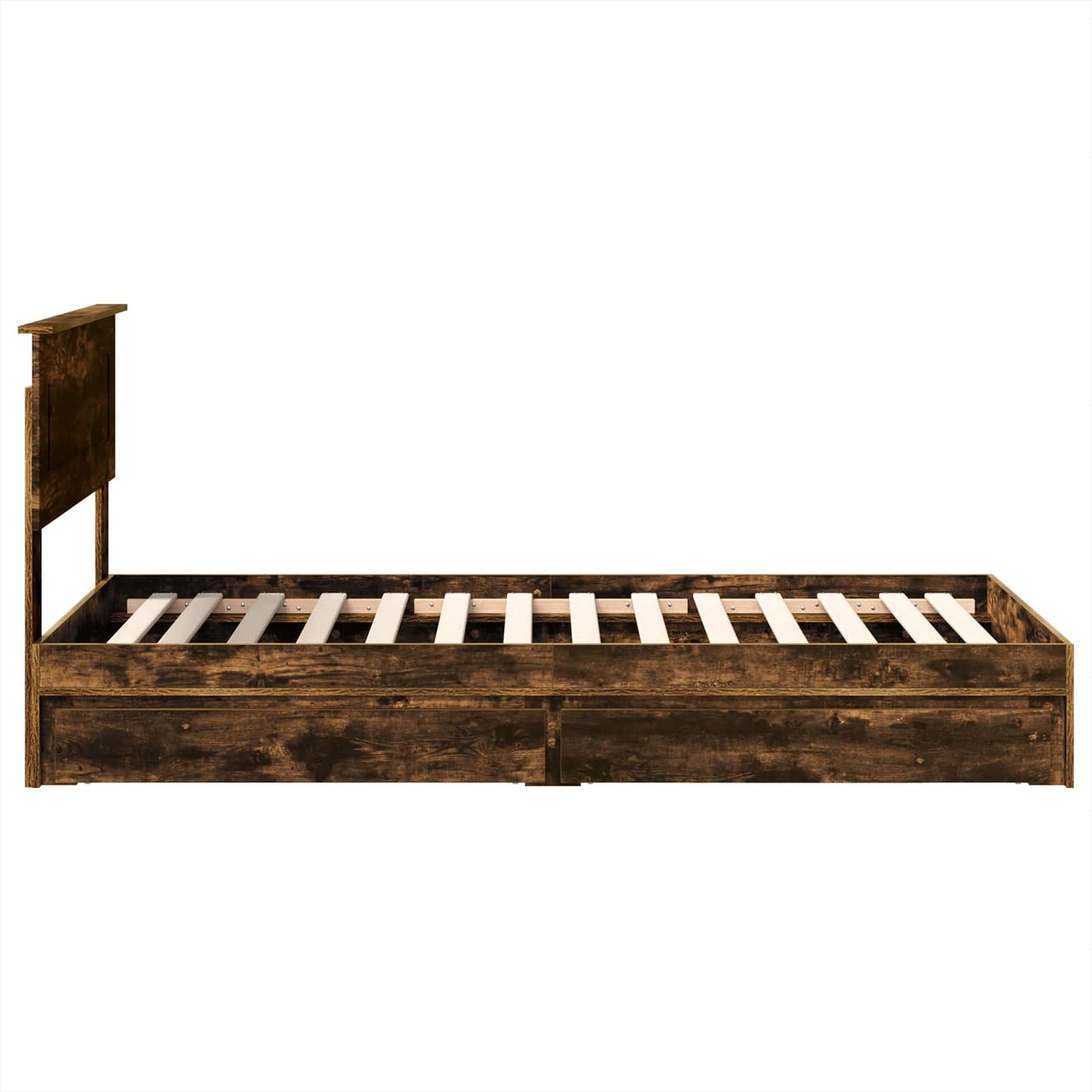 Storage Bed with Drawer Smoked Oak 100 x 200 cm Engineered Wood