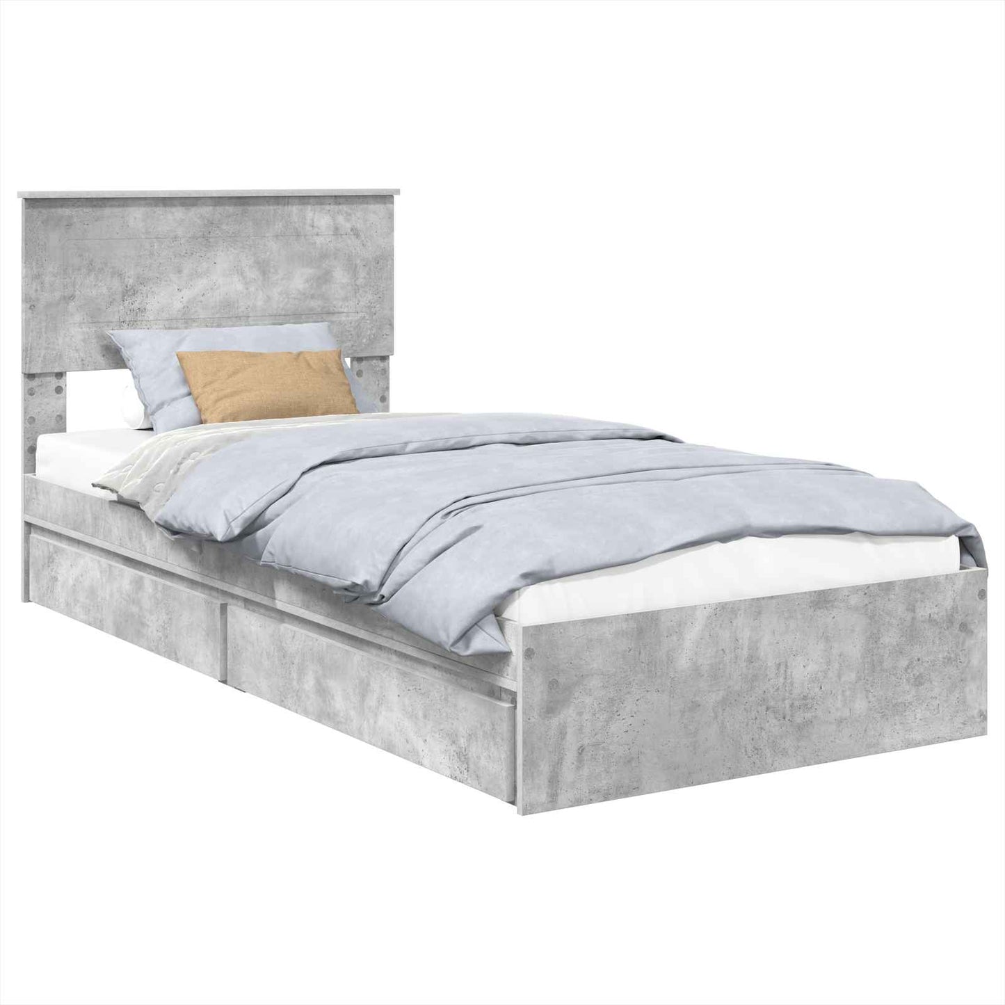 Storage Bed Concrete Grey 90 x 190 cm Engineered Wood
