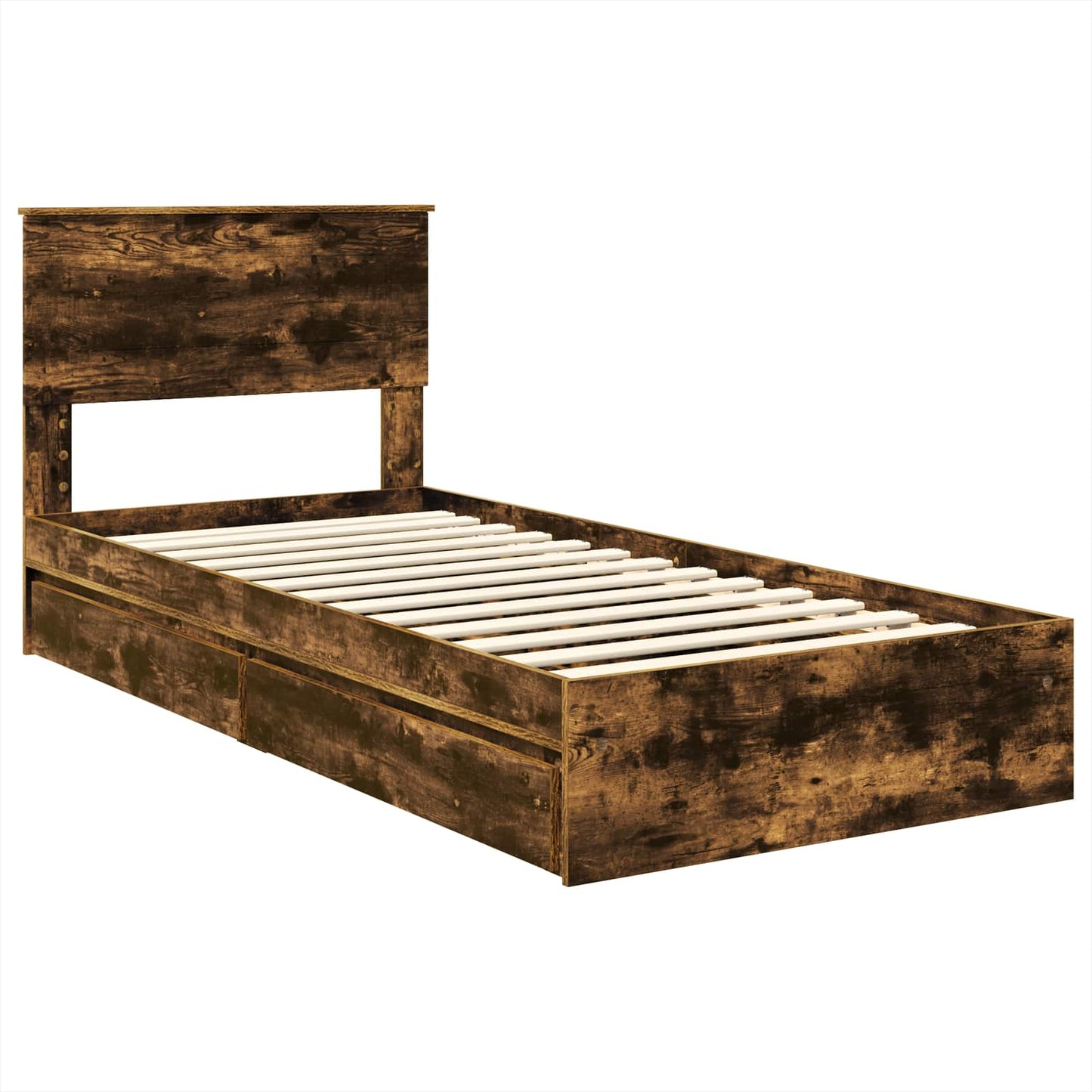 Storage Bed with Drawer Smoked Oak 90 x 190 cm Engineered Wood