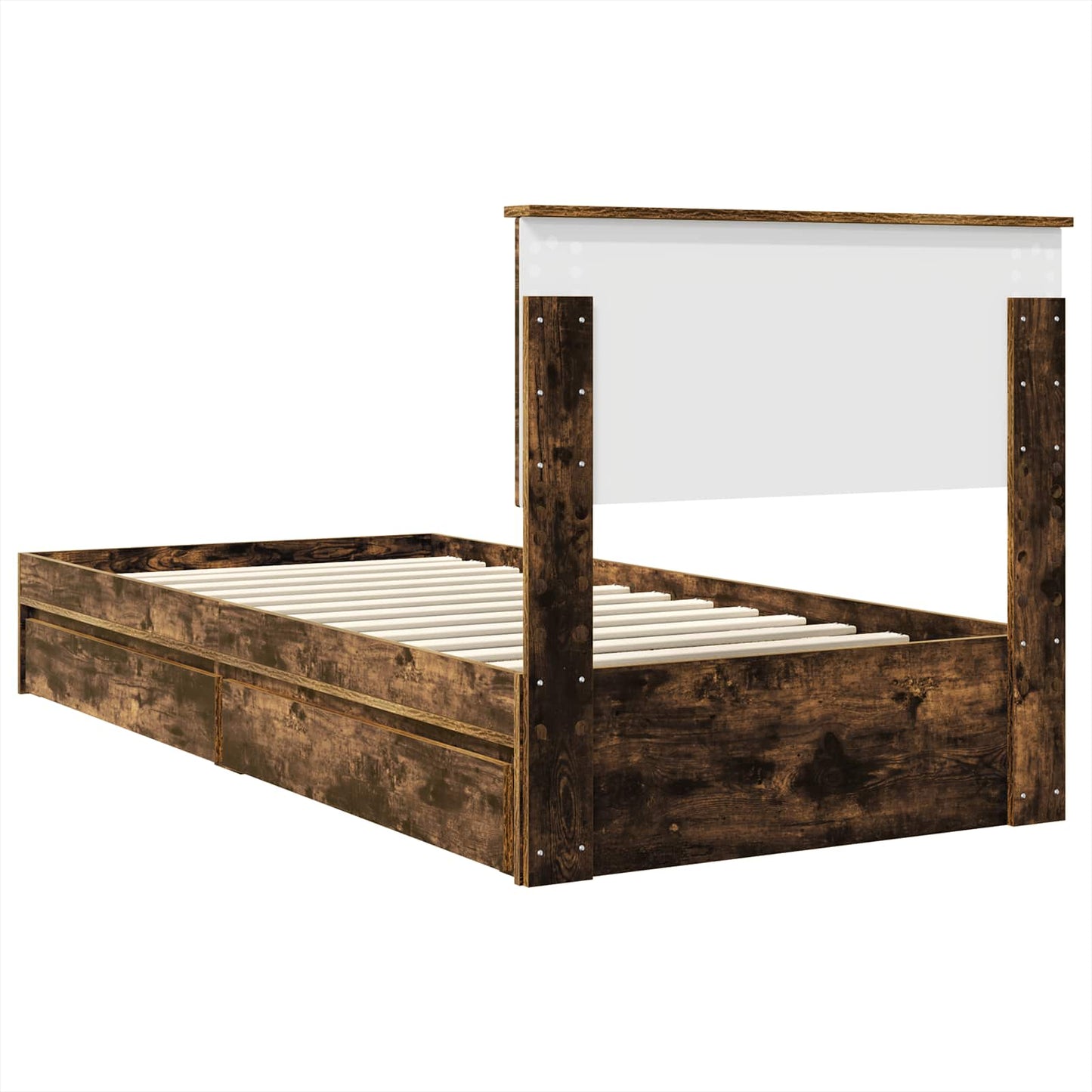 Storage Bed with Drawer Smoked Oak 90 x 190 cm Engineered Wood