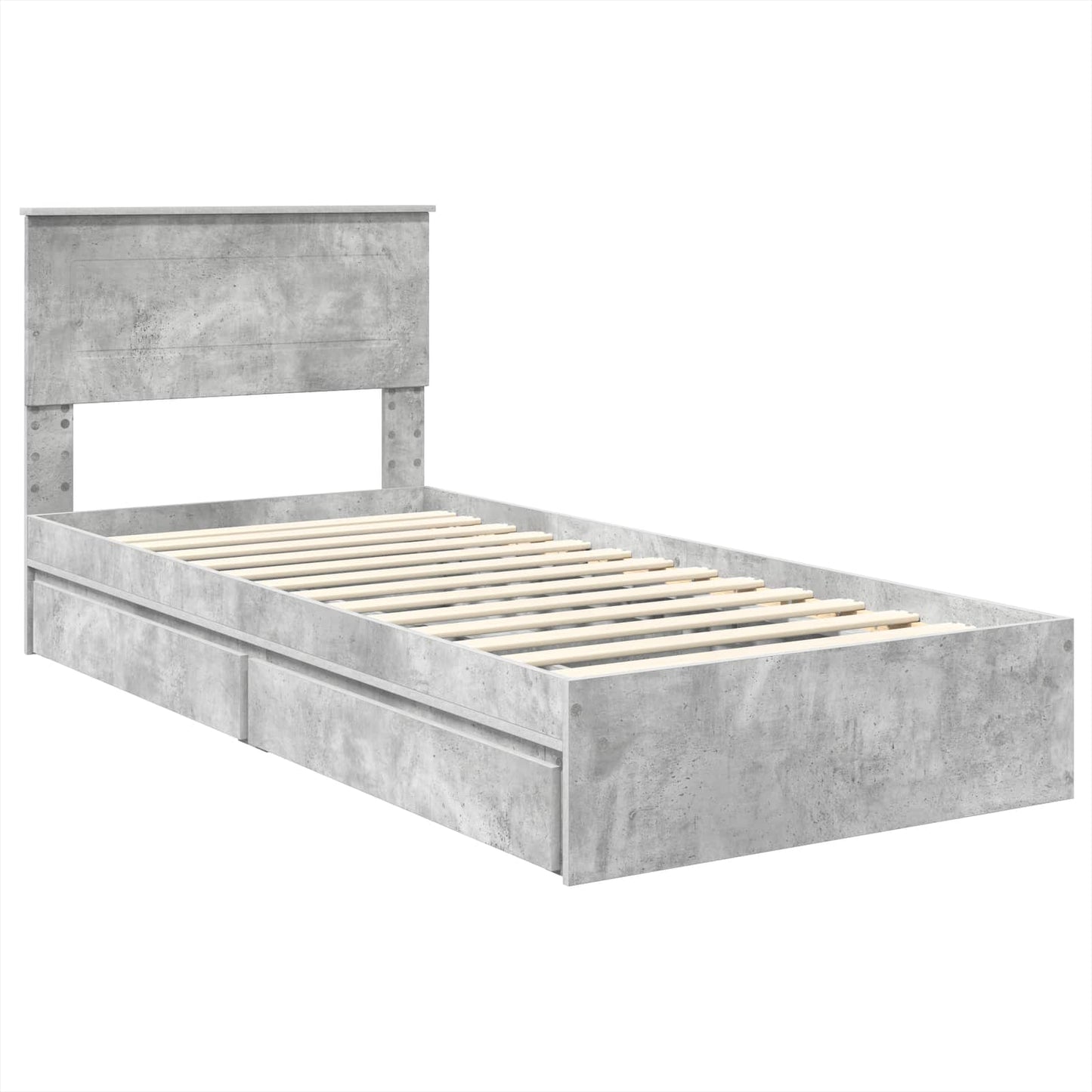 Storage Bed Concrete Grey 90 x 200 cm Engineered Wood