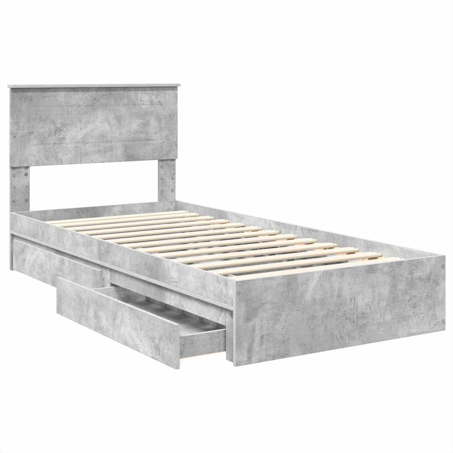 Storage Bed Concrete Grey 90 x 200 cm Engineered Wood