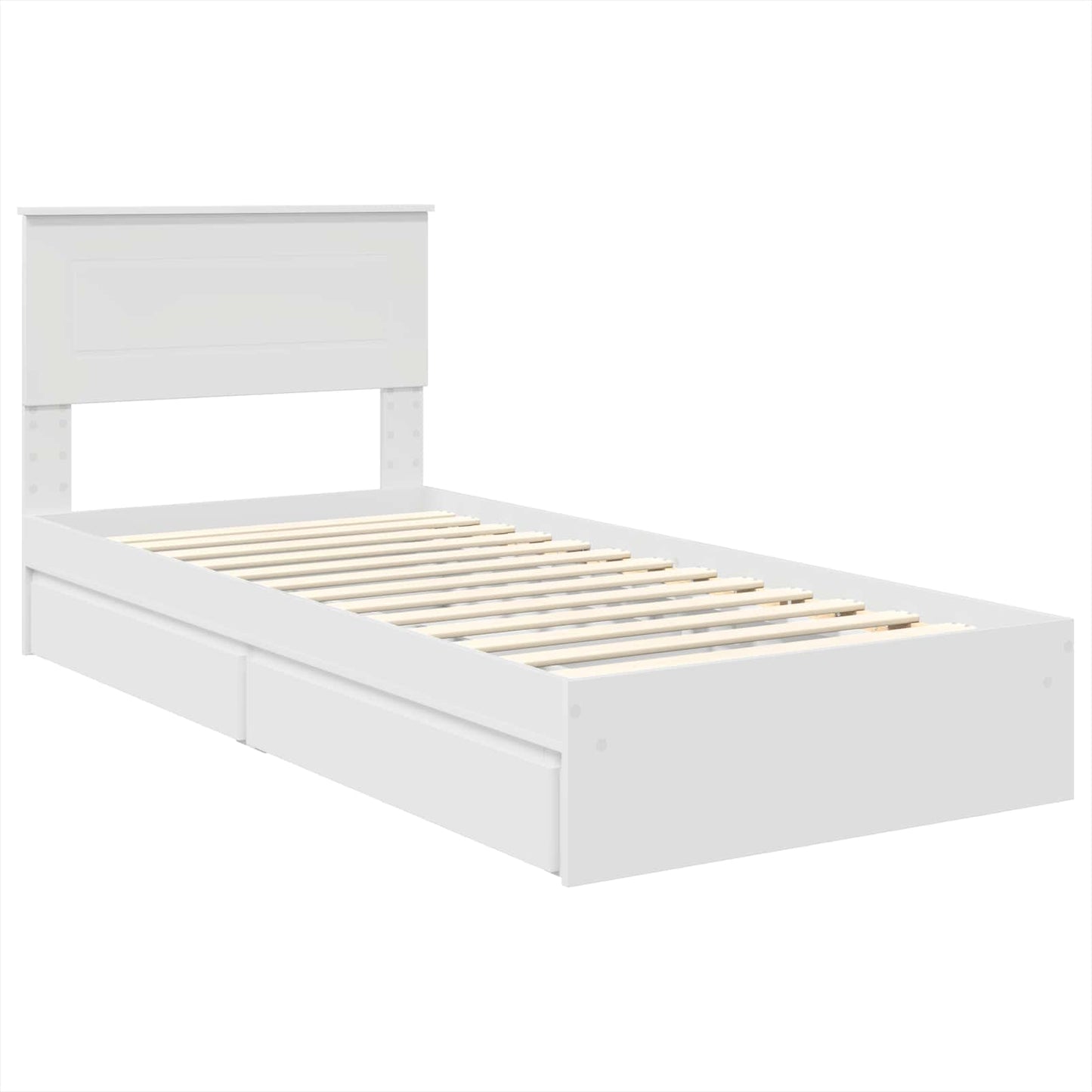 Storage Bed with Headboard White 75 x 190 cm Engineered Wood