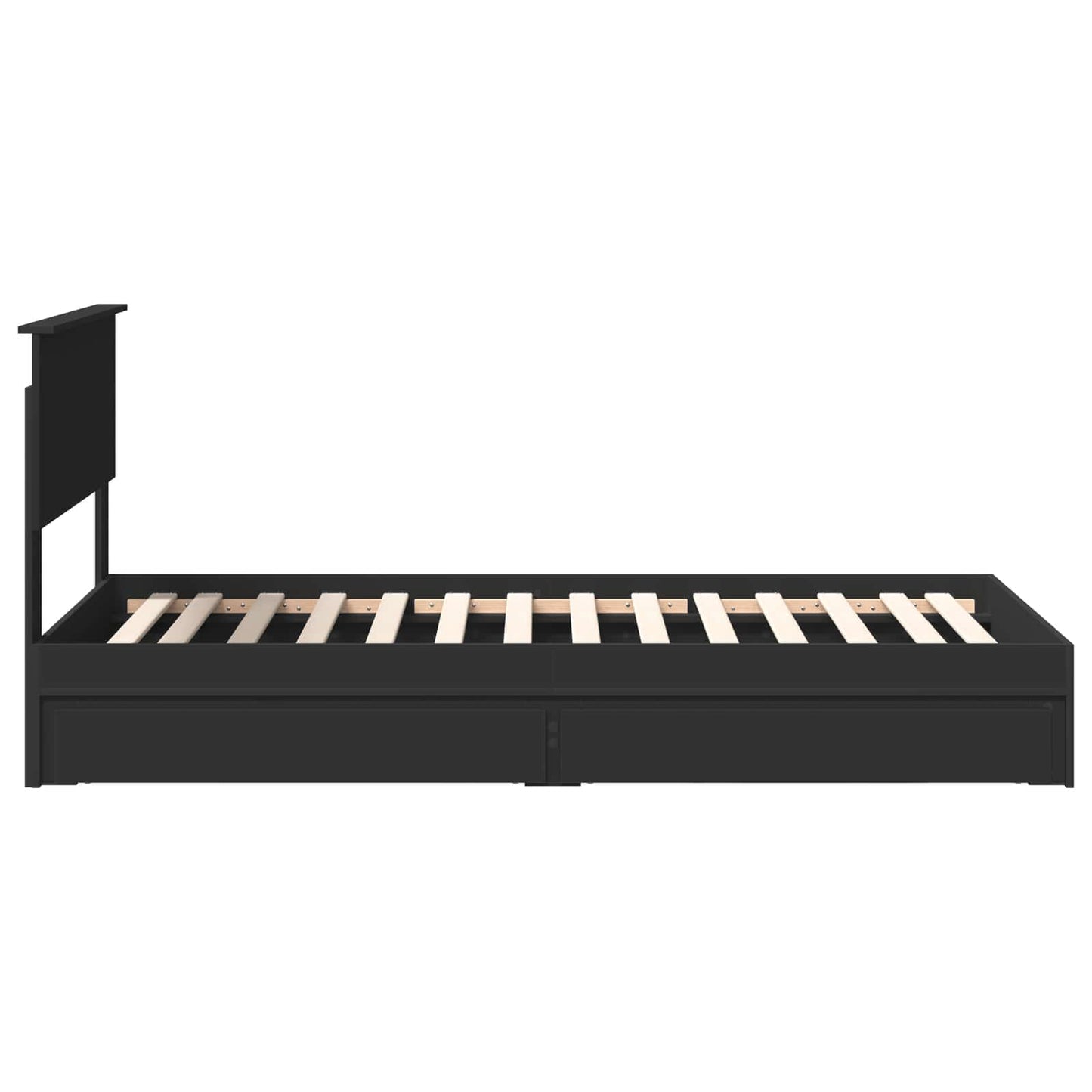 Storage Bed with Headboard Black 75 x 190 cm Engineered Wood