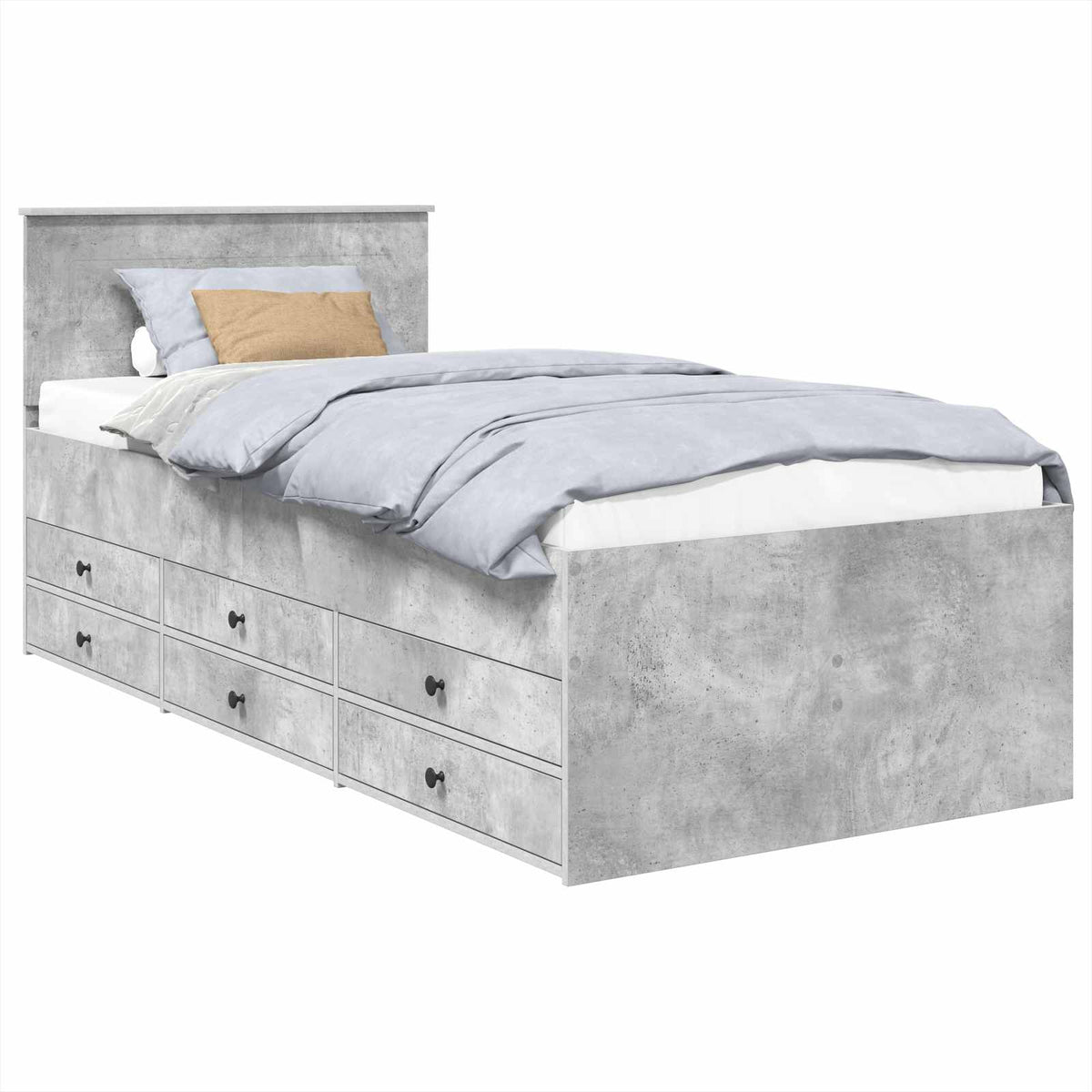 Daybed Concrete Grey and Black 100 x 200 cm Engineered Wood