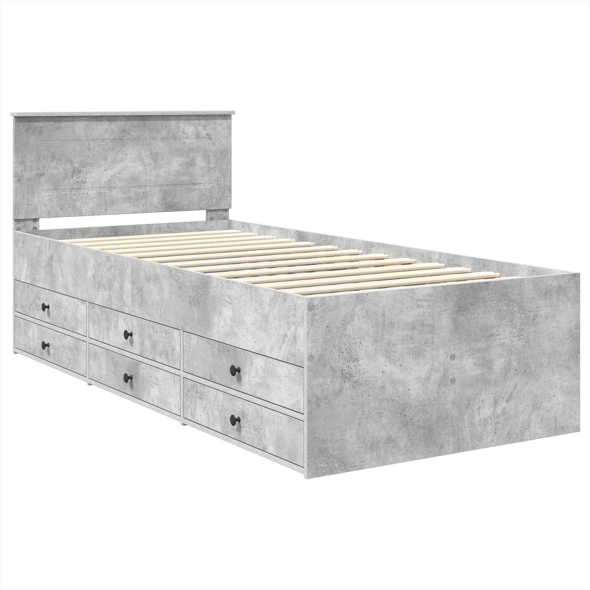 Daybed Concrete Grey and Black 100 x 200 cm Engineered Wood