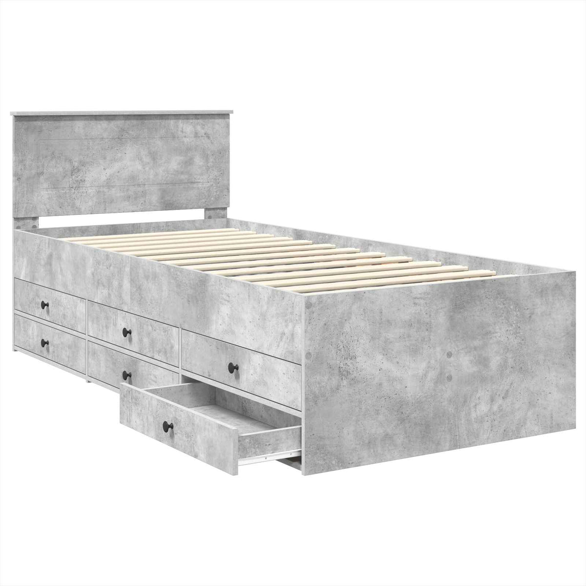 Daybed Concrete Grey and Black 100 x 200 cm Engineered Wood