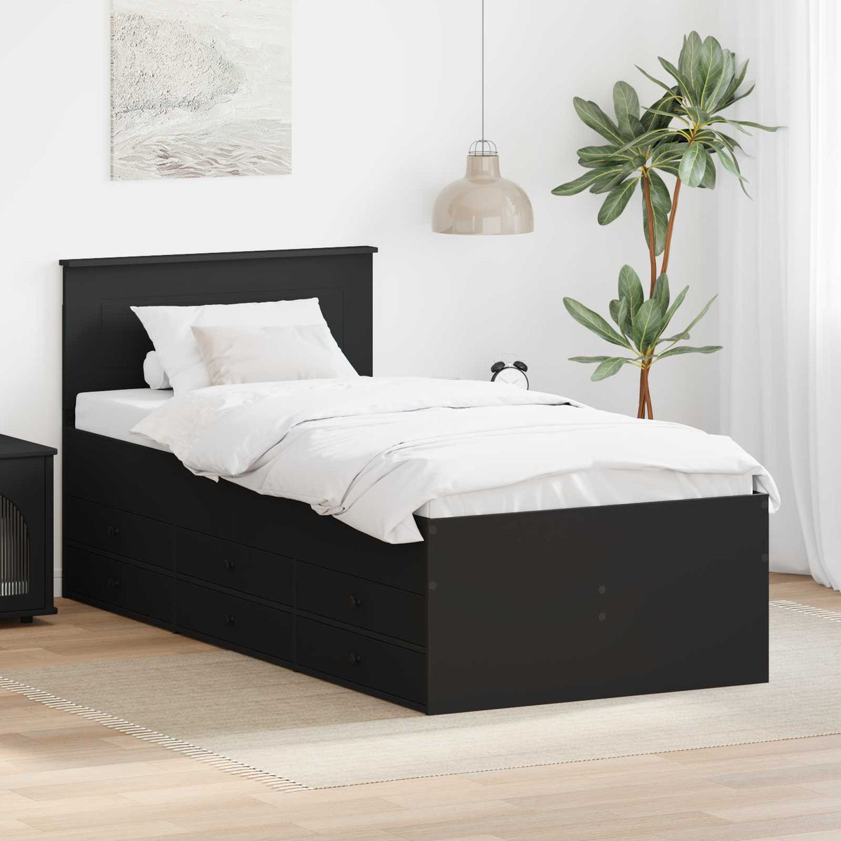 Daybed with Drawer Manual Black 75 x 190 cm Engineered Wood