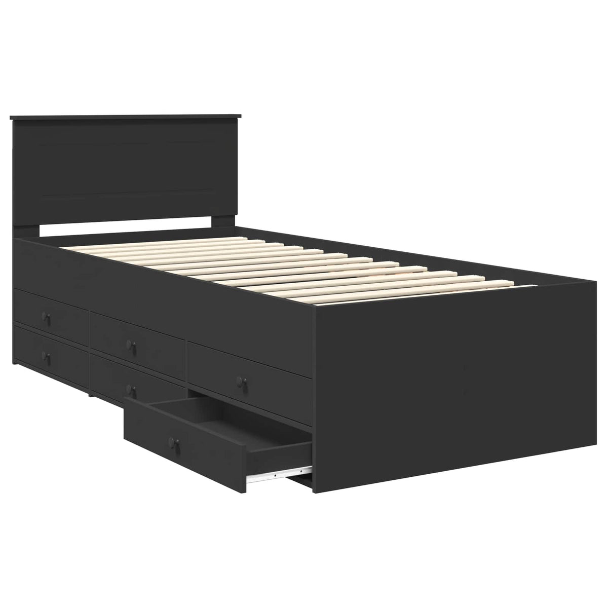 Daybed with Drawer Manual Black 75 x 190 cm Engineered Wood