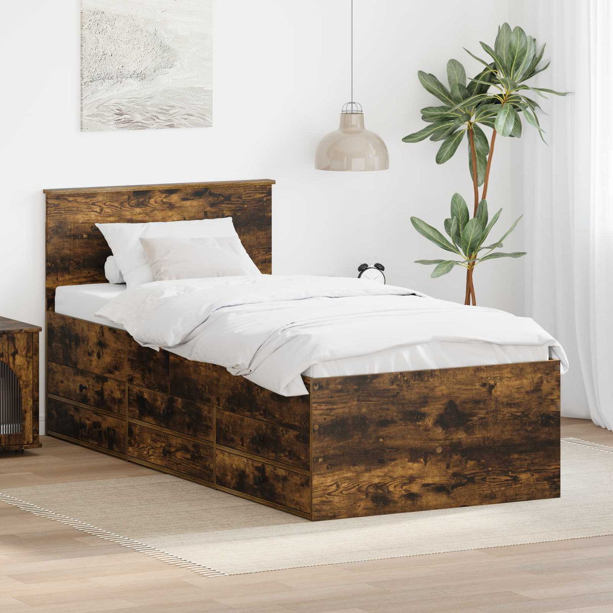 Daybed Manual Smoked Oak and Black 75 x 190 cm Engineered Wood