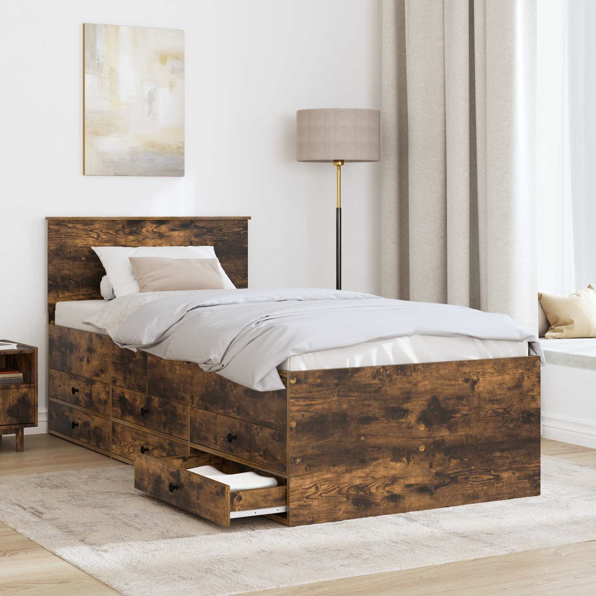 Daybed Manual Smoked Oak and Black 75 x 190 cm Engineered Wood